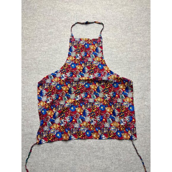 Handmade Reversible Holiday Christmas Themed Apron Floral Ornaments - Picture 1 of 8